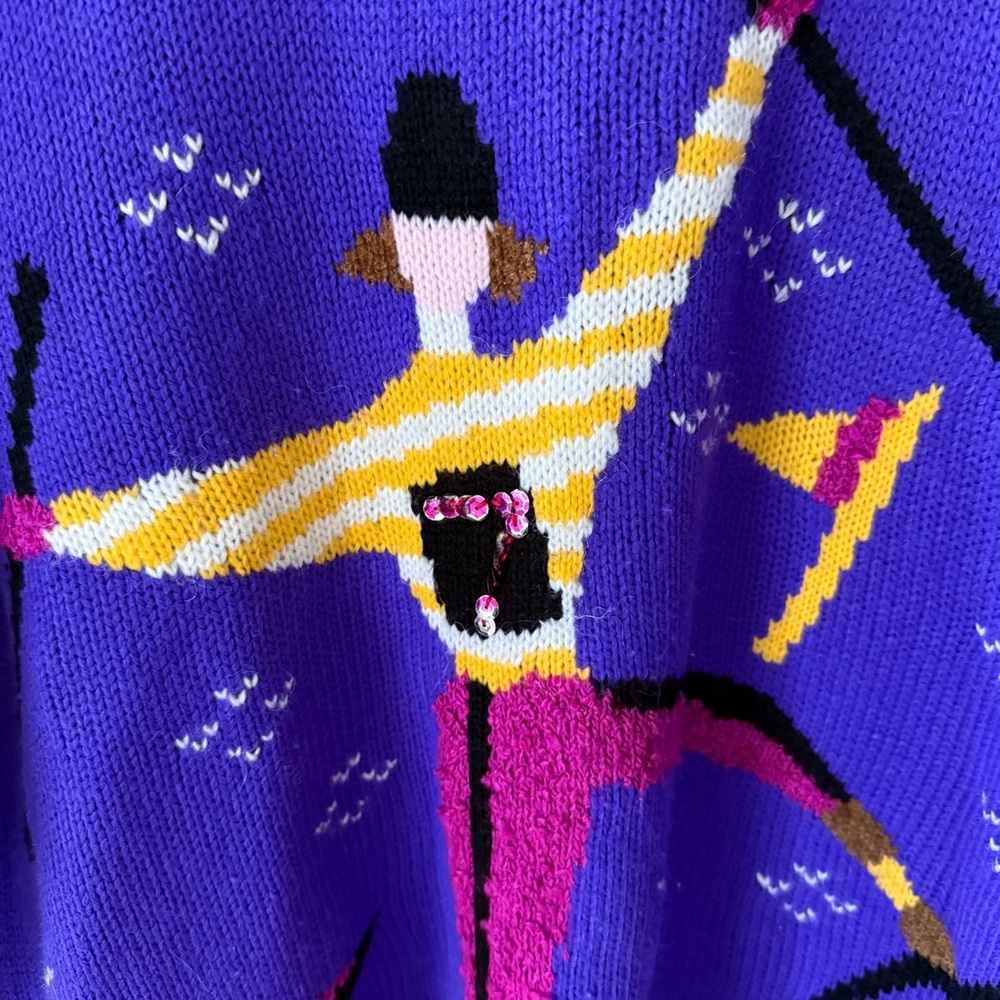 Vintage | Retro Vintage Purple Skier Knit Colorful Sweater | Mediun - Picture 2 of 6